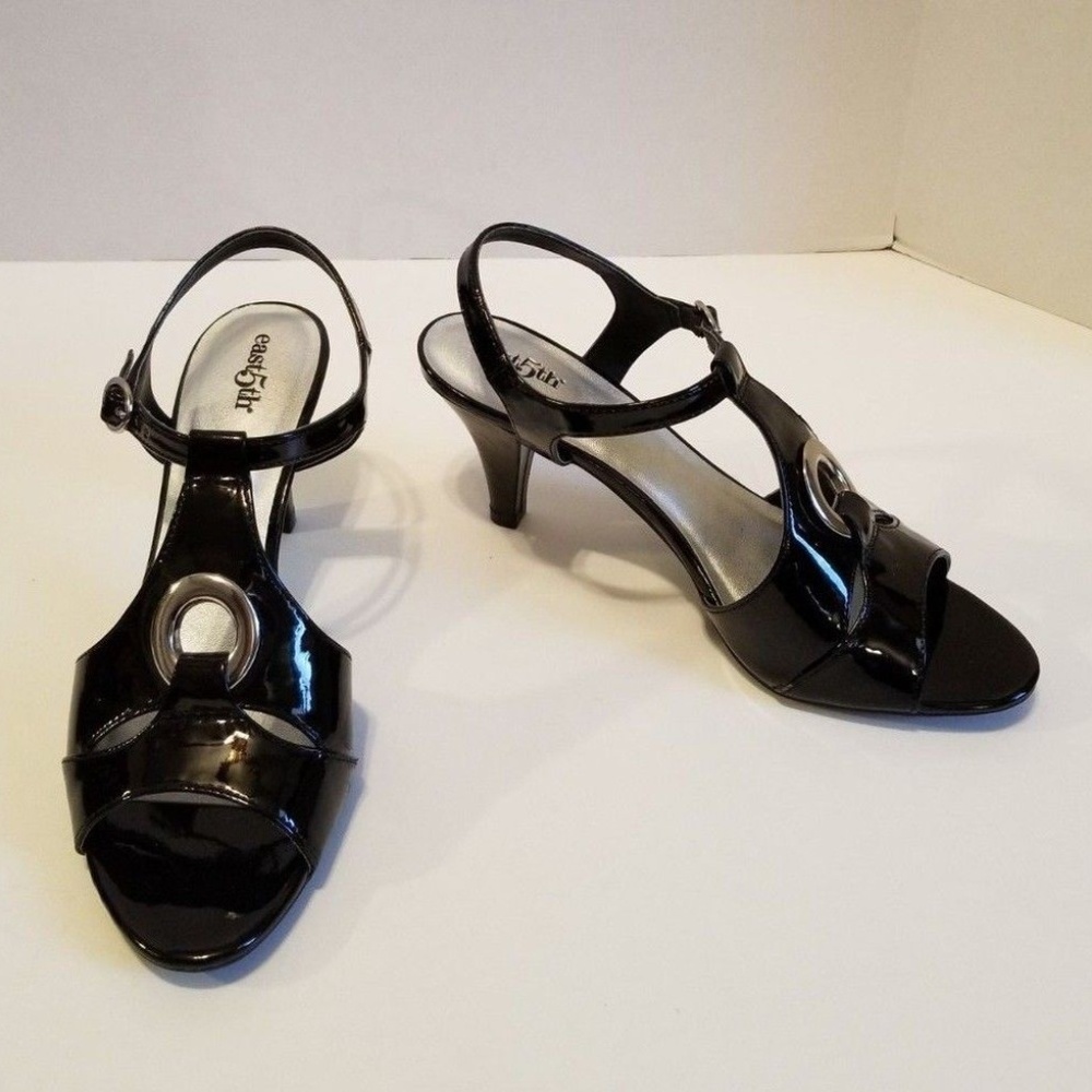 East 5th Women's Black Shiny Sandal Pumps Size 7M